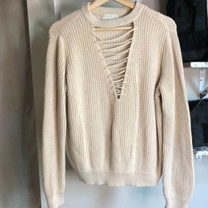 Boho Beige Keyhole Sweater